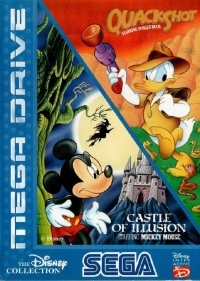 Quackshot Starring Donald Duck / Castle of Illusion Starring Mickey Mouse (white block label) Box Art