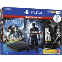 Sony PlayStation 4 CUH-2216B - Horizon Zero Dawn / Uncharted 4 / The Last of Us Remastered Box Art
