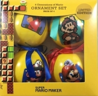 Super Mario Maker 4 Generations of Mario Ornament Set Box Art
