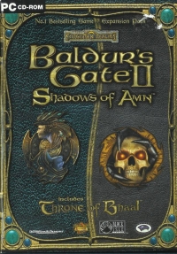Baldur's Gate II: Shadows of Amn includes Throne of Bhaal Box Art