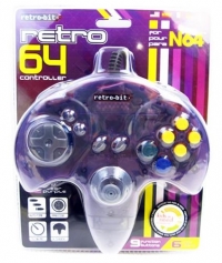 Retro-Bit Retro64 Controller Clear Purple Box Art