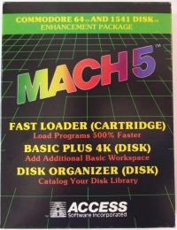 Access Software Mach 5 Commodore 64 and 1541 Disk Enhancement Package Box Art