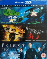 Green Hornet, The / Resident Evil: Afterlife 3D / Priest (BD 3D) Box Art