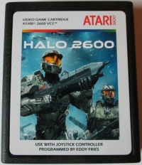 Halo 2600 (gray cartridge / two Spartans label) Box Art