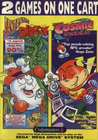 2 Games on One Cart: Fantastic Dizzy and Cosmic Spacehead Box Art