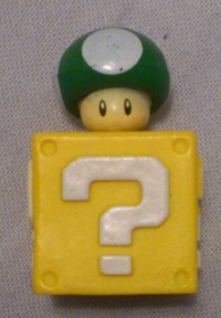 New Super Mario Bros. - 1-UP Mushroom and ?-Block mini figurines Box Art