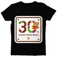 Super Mario Bros 30th Anniversary Logo T-shirt (black) Box Art